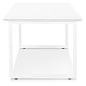 Bureau droit design 'SMART' plateau blanc en bois avec pieds en métal blanc - 180 x 90 cm
