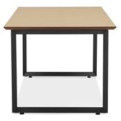 Bureau droit design 'SMART MINI' plateau en bois naturel avec pieds en métal noir - 130 x 70 cm