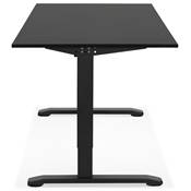 Bureau droit réglable en hauteur design 'MODULARE' noir en bois pieds en métal noir - 160 x 80 cm