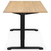 Bureau droit réglable en hauteur design 'MODULARE' en bois naturel pieds métal noir - 160 x 80 cm