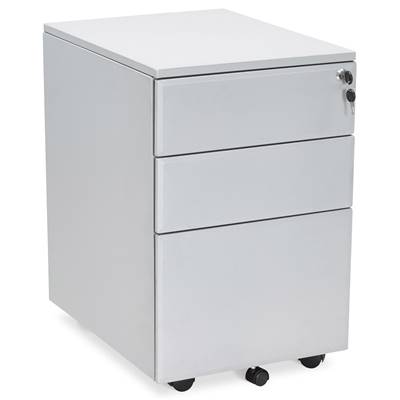 Caisson de bureau / table de chevet design à roulettes 'PRATIK' en métal gris