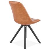 Chaise scandinave design 'Sueden Black Edition' marron avec 4 pieds en bois noir