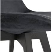 Chaise design 'Black Milano' en velours noire avec 4 pieds en bois noir