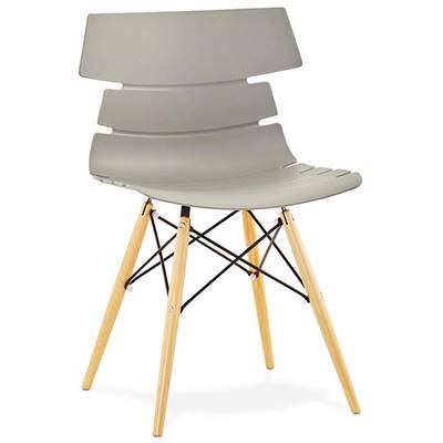 Chaise scandinave design 'Sjöbo' grise avec 4 pieds en bois naturel et métal noir