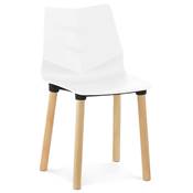 Chaise de cuisine / salle à manger design scandinave 'Rygso' blanche avec 4 pieds en bois naturel