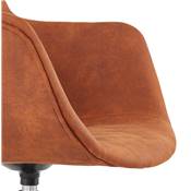 Chaise design à accoudoirs 'TICKY' en microfibre marron avec 4 pied en métal noir
