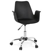Chaise de bureau à roulettes design à accoudoirs 'KUTE' noire pieds en métal chromé