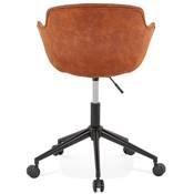 Chaise design de bureau à roulette 'SOFT' en microfibre marron avec 5 pieds en métal noir