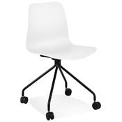 Chaise de bureau à roulettes design 'BLACK HJÜL' blanche avec pied en métal noir