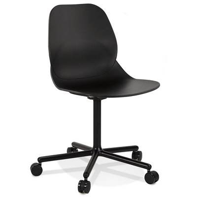 Chaise de bureau design à roulettes dossier bas 'SCRIB' noire avec pieds en métal noir