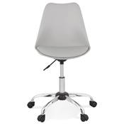 Chaise de bureau à roulettes design 'TULIP' grise pieds en métal chromé