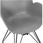 Chaise style industriel design à accoudoirs 'LOTUS' grise avec 4 pieds en métal noir