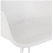 Chaise intérieur/extérieur design à accoudoirs 'RAIN' en resine blanche avec 4 pieds en métal blanc