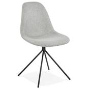 Chaise design style industriel 'PERRY' en tissu gris clair avec 4 pieds en métal noir