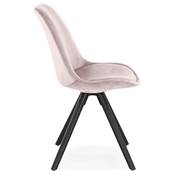 Chaise vintage 'BLACK FIRENZA' en velours rose et 4 pieds en bois noir