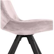 Chaise vintage 'BLACK FIRENZA' en velours rose et 4 pieds en bois noir