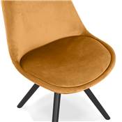 Chaise design style vintage 'BLACK FIRENZA' en velours moutarde avec 4 pieds en bois noir