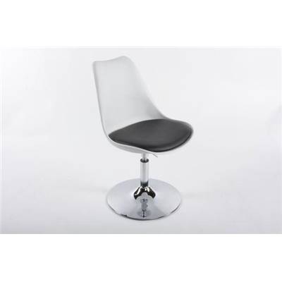 Chaise design réglable 'Tulipe' pivotante blanche et noire pied métal chromé