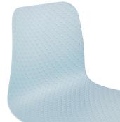 Chaise design 'Sländak White' bleue avec 4 pieds en métal blanc