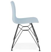 Chaise design 'Sländak Black' bleue avec 4 pieds en métal noir