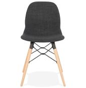 Chaise scandinave design 'Norsk Wood' en tissu gris avec 4 pieds bois naturel et métal noir