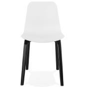 Chaise design 'Parkwood Black Edition' blanche avec 4 pieds en bois noir