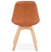 Chaise scandinave design 'Halmstad' marron avec 4 pieds en bois naturel