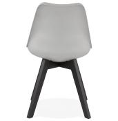 	Chaise design 'Blackstad' grise avec 4 pieds en bois noir
