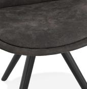 Chaise design 'Black Firenza' en microfibre grise avec 4 pieds en bois noir