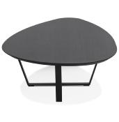 Table basse design ovale 'SURF' plateau en bois noir et pieds en métal noir - 140 x 80 cm.