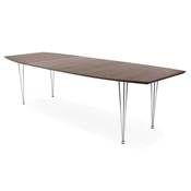 Table / table de réunion extensible 'Rym' plateau noyer 4 pieds métal chromé - 170(270) x 100 cm