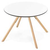 Table salle à manger scandinave ronde 'Cirklä' blanche 4 pieds bois naturel – Ø 100 cm