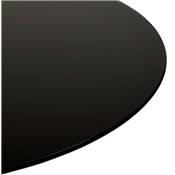 Table / table de réunion ronde 'Svart' verre trempé noir pied central métal noir – Ø 120 cm