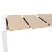 Table à diner / réunion scandinave extensible 'Yälka' plateau bois 4 pieds blancs - 190(270) x 95 cm
