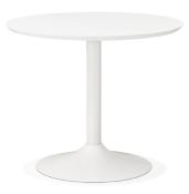 Petite table / table de réunion design 'Kontur White' blanche pied central métal blanc - Ø 90 cm