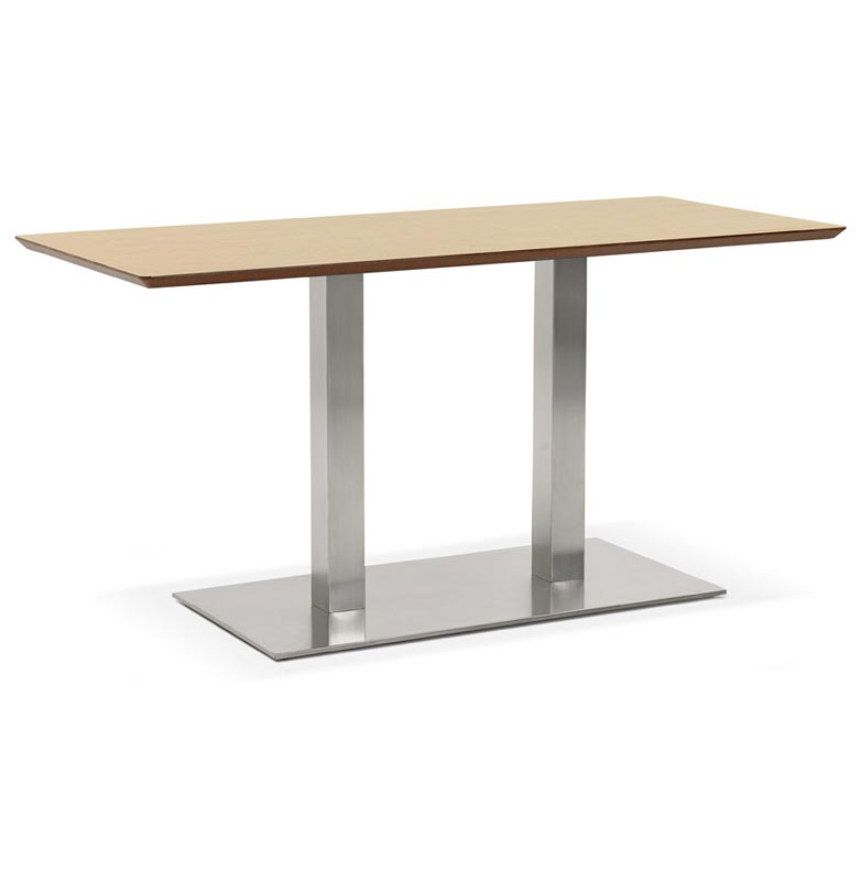 Table de salle à manger 'Tvillin Small' bois avec pied central acier brossé - 150 x 70 cm