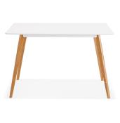 Table / bureau droit scandinave 'Bolnäss Small' plateau en bois blanc 4 pieds en bois naturel – 120 x 80 cm