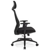 Fauteuil de bureau design à roulettes dossier haut 'OFFICE' tissu et tissu maillé noir pieds noir