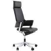 Fauteuil de bureau design à roulettes dossier haut 'BIG MASTER' noir avec pieds en alluminium