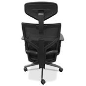 Fauteuil de bureau design à roulettes dossier haut 'HIGHER' tissu et tissu maillé noir pieds métal