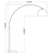 Lampadaire design 'Arc XL' abat-jour blanc structure en métal chromé socle en marbre