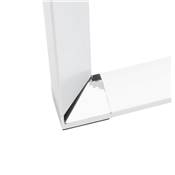 Grand bureau direction d'angle 'GLASSTOP L - XL' verre blanc pieds blanc et chromé – 200 x 100 cm