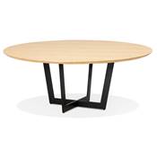 Grande table à diner / salle à manger scandinave ronde 'BIG VÄN' bois pieds métal noir - Ø 120 cm