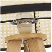 Lampadaire trépied scandinave 'SNELL' avec abat-jour en rotin naturel et 3 pieds en bois naturel