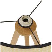Lampadaire trépied scandinave 'SNELL' avec abat-jour en rotin naturel et 3 pieds en bois naturel