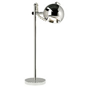 Lampe  poser design 'Globo' abat-jour rond structure et socle en mtal chrom