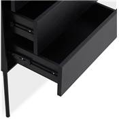 Meuble bahut buffet design 'PRATICO' en bois noir 2 portes et 3 tiroirs pieds en métal noir