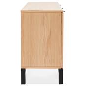 Meuble bahut buffet design 'ALLWOOD' en bois naturel 2 portes et 3 tiroirs et pieds en métal noir