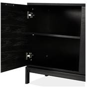 Meuble bahut buffet design 'ALLWOOD' en bois noir avec 2 portes et 3 tiroirs et pieds en métal noir