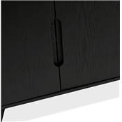 Meuble bahut buffet design 'CHESTERFIELD' en bois noir 2 portes et 3 tiroirs pieds en bois massif noir
